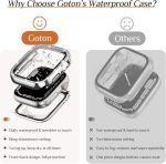 Goton 2 in 1 Waterproof Bling Case for Apple Watch 44mm SE (2nd Gen) Series 6 5 4 Screen Protector, Women Glitter Diamond Rhinestone Bumper Face Cover for iWatch Accessories 44 mm Silver - Image 3